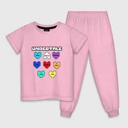 Пижама хлопковая детская Undertale - души 8 людей, цвет: светло-розовый