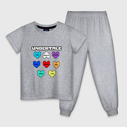 Пижама хлопковая детская Undertale - души 8 людей, цвет: меланж