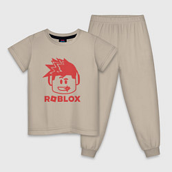 Пижама хлопковая детская Роблокс диджей, цвет: миндальный