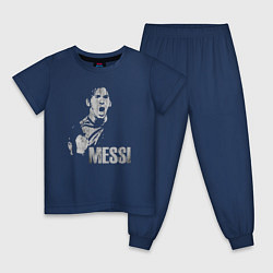 Пижама хлопковая детская Leo Messi scream, цвет: тёмно-синий