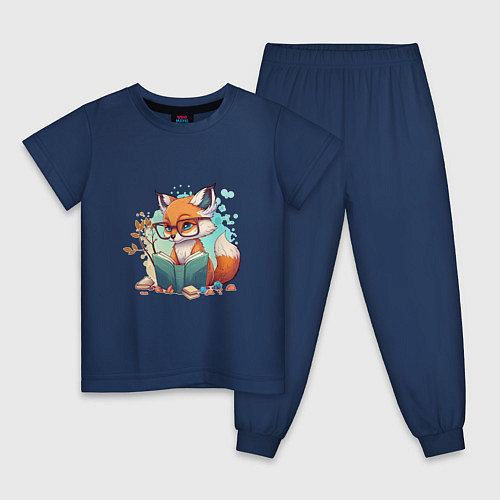 Детская пижама Умный лисёнок / Тёмно-синий – фото 1