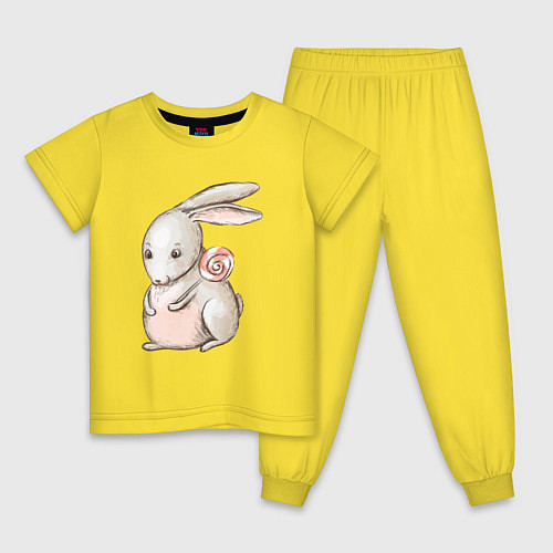 Детская пижама Серый кролик с леденцом / Желтый – фото 1
