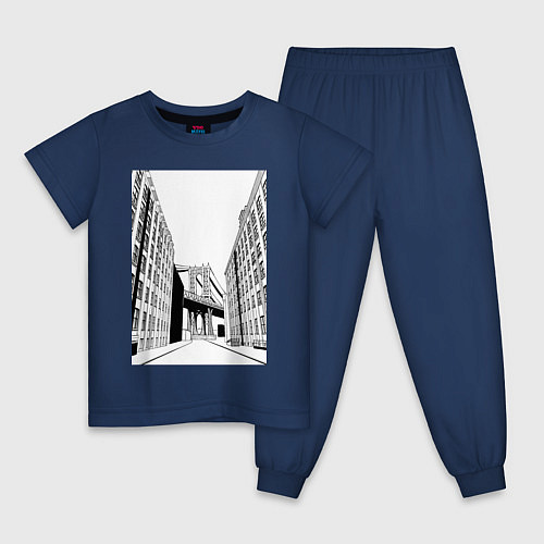 Детская пижама Переулок у Бруклинского моста / Тёмно-синий – фото 1