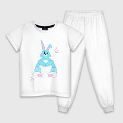 Пижама хлопковая детская Косой кролик, цвет: белый