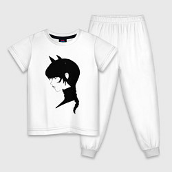 Пижама хлопковая детская Wednesday в стиле аниме, цвет: белый