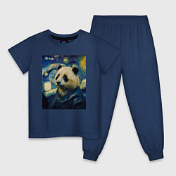 Пижама хлопковая детская Панда Ван Гога, цвет: тёмно-синий
