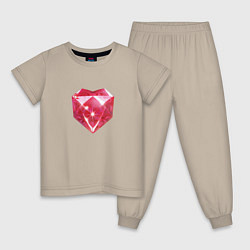 Пижама хлопковая детская Рубиновое сердце, цвет: миндальный