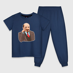 Пижама хлопковая детская Ленин смеётся, цвет: тёмно-синий