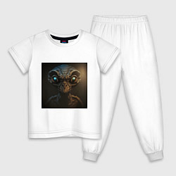 Пижама хлопковая детская Гость из космоса, цвет: белый