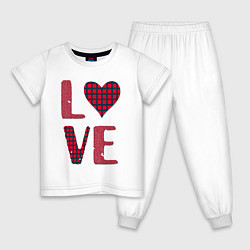 Пижама хлопковая детская Любовь с сердцем, цвет: белый