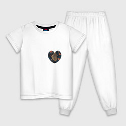 Пижама хлопковая детская Сердце самуая, цвет: белый