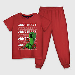 Пижама хлопковая детская Крипер Майнкрафт, цвет: красный