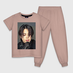 Пижама хлопковая детская Handsome Jimin, цвет: пыльно-розовый