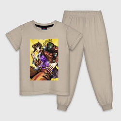 Пижама хлопковая детская Джотаро Куджо - JoJo Bizarre Adventure, цвет: миндальный