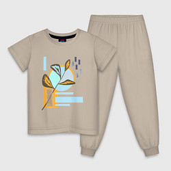 Пижама хлопковая детская Минималистский абстрактный рисунок, цвет: миндальный