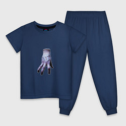 Пижама хлопковая детская Wednesday Вещь, цвет: тёмно-синий