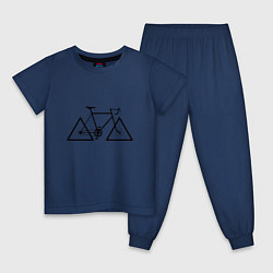 Пижама хлопковая детская Велосипед с треугольными колесами, цвет: тёмно-синий