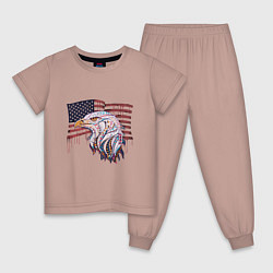 Пижама хлопковая детская American eagle, цвет: пыльно-розовый