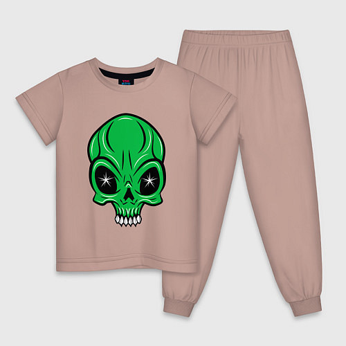 Детская пижама Череп зелёного мутанта / Пыльно-розовый – фото 1