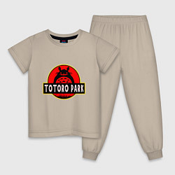 Пижама хлопковая детская Totoro park, цвет: миндальный