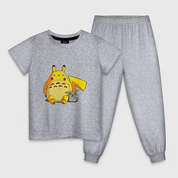 Пижама хлопковая детская Pika Totoro, цвет: меланж