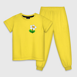 Пижама хлопковая детская Мультяшный цветок ромашка, цвет: желтый