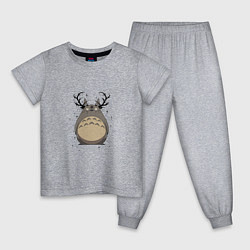Пижама хлопковая детская Тоторо-олень, цвет: меланж