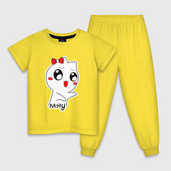 Пижама хлопковая детская Кошечка Мяу, цвет: желтый