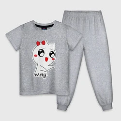 Пижама хлопковая детская Кошечка Мяу, цвет: меланж