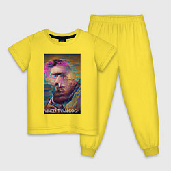 Пижама хлопковая детская Vincent Van Gogh - автопортрет - нейросеть, цвет: желтый