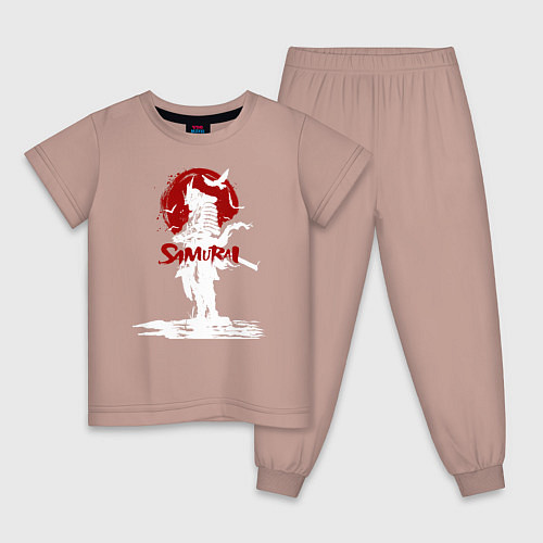 Детская пижама Белый самурай и красное солнце / Пыльно-розовый – фото 1