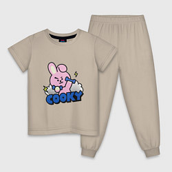 Пижама хлопковая детская Cooky BT21 Jungkook, цвет: миндальный