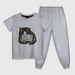 Пижама хлопковая детская Покорми меня, цвет: меланж