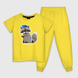 Пижама хлопковая детская Боевой енот одобряет, цвет: желтый