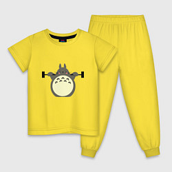 Пижама хлопковая детская Тоторо на спорте, цвет: желтый