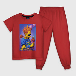 Пижама хлопковая детская Bart Simpson - нейросеть - сюрреализм, цвет: красный