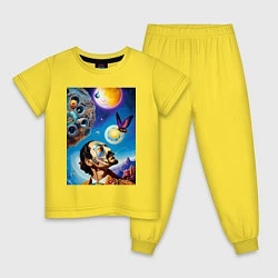 Пижама хлопковая детская Salvador Dali: Butterfly Flight, цвет: желтый