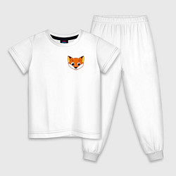 Пижама хлопковая детская Мордочка лисы, цвет: белый