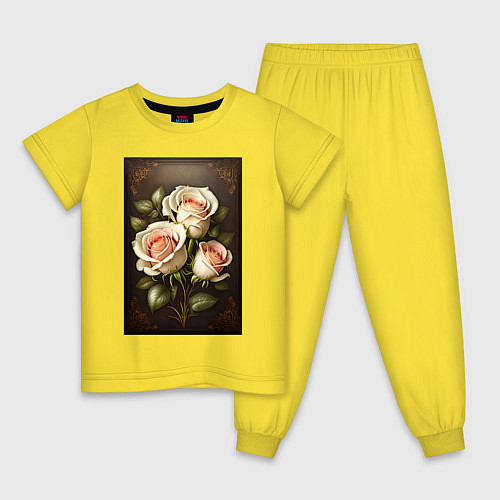 Детская пижама Белые розы / Желтый – фото 1