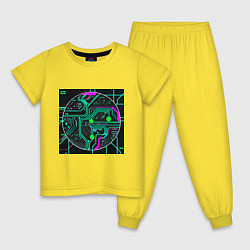 Пижама хлопковая детская Логика города, цвет: желтый