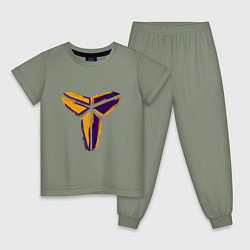 Пижама хлопковая детская Kobe logo, цвет: авокадо