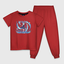 Пижама хлопковая детская Аяка крио надписи, цвет: красный