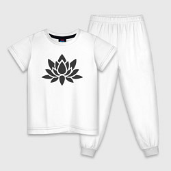 Пижама хлопковая детская Цветок лотоса, цвет: белый