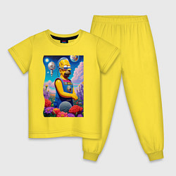 Пижама хлопковая детская Гомер Симпсон в будущем - нейросеть, цвет: желтый