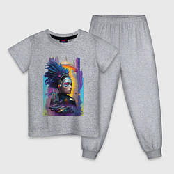 Пижама хлопковая детская Cyberpunk - fantasy - nice girl, цвет: меланж