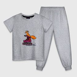 Пижама хлопковая детская Лисёнок на роликах, цвет: меланж