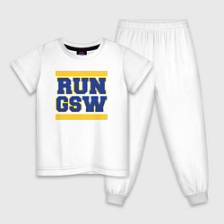 Пижама хлопковая детская RUN GSW, цвет: белый