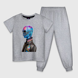 Пижама хлопковая детская Alien - neural network, цвет: меланж