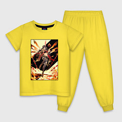 Пижама хлопковая детская Дэхья - Геншин импакт, цвет: желтый