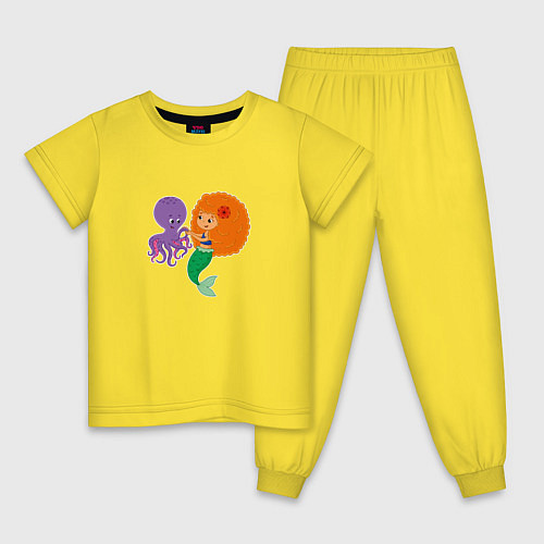 Детская пижама Русалочка и осьминог / Желтый – фото 1